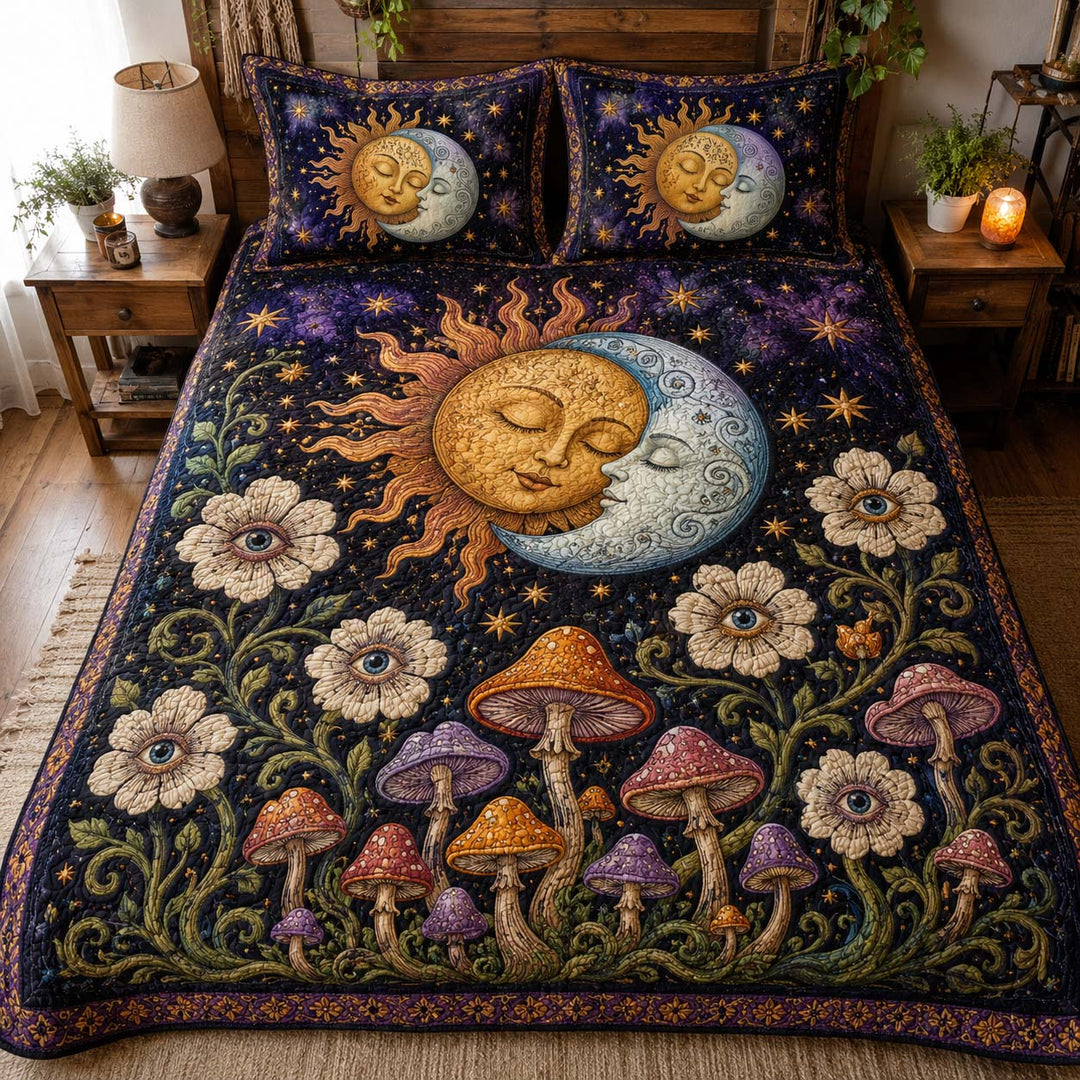 Mystic Mushroom Garden Bamboo Quilt Bedding Set