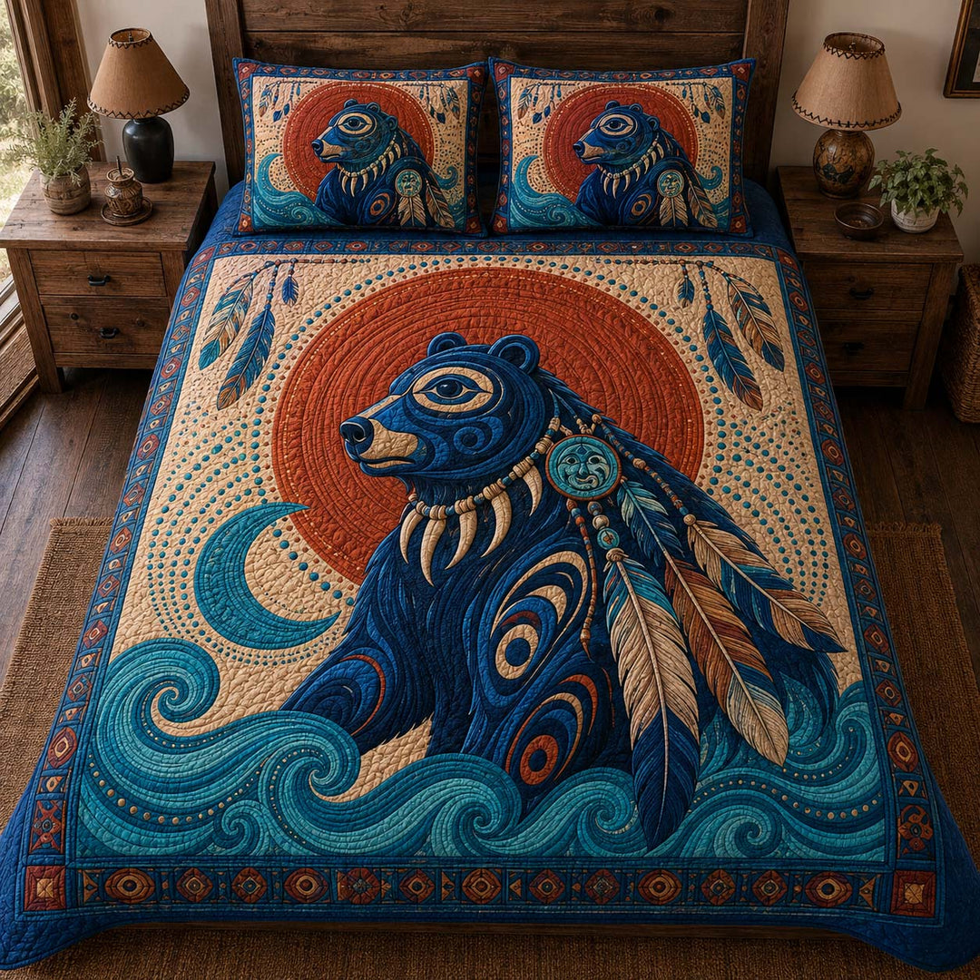 Mystic Spirit Bear Bamboo Quilt Bedding Set