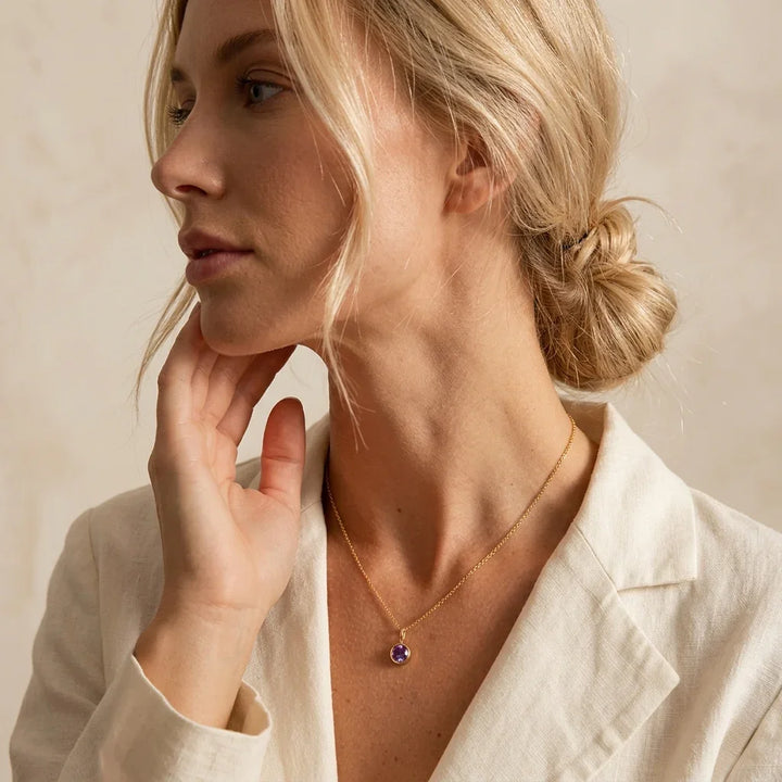 Round Birthstone Charm Necklace