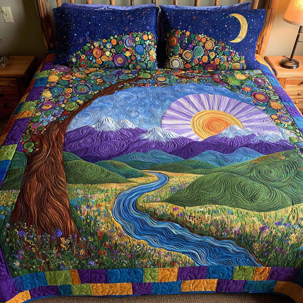 Nature Wisdom Tree Bamboo Quilt Bedding Set
