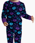 Neon Pumpkin Glow Bamboo Two Piece Long Sleeve Pajama Set