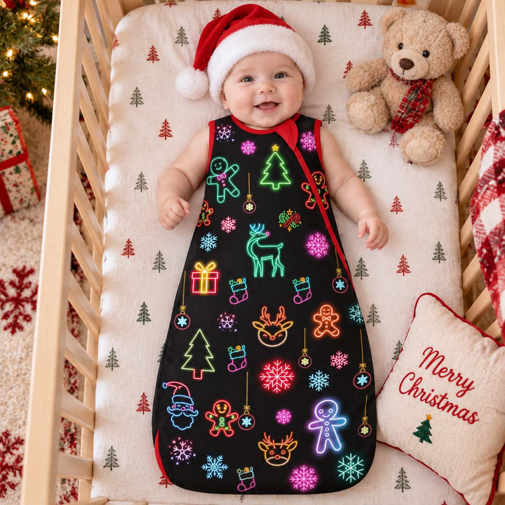 Neon Christmas Lights Bamboo Sleep Bag
