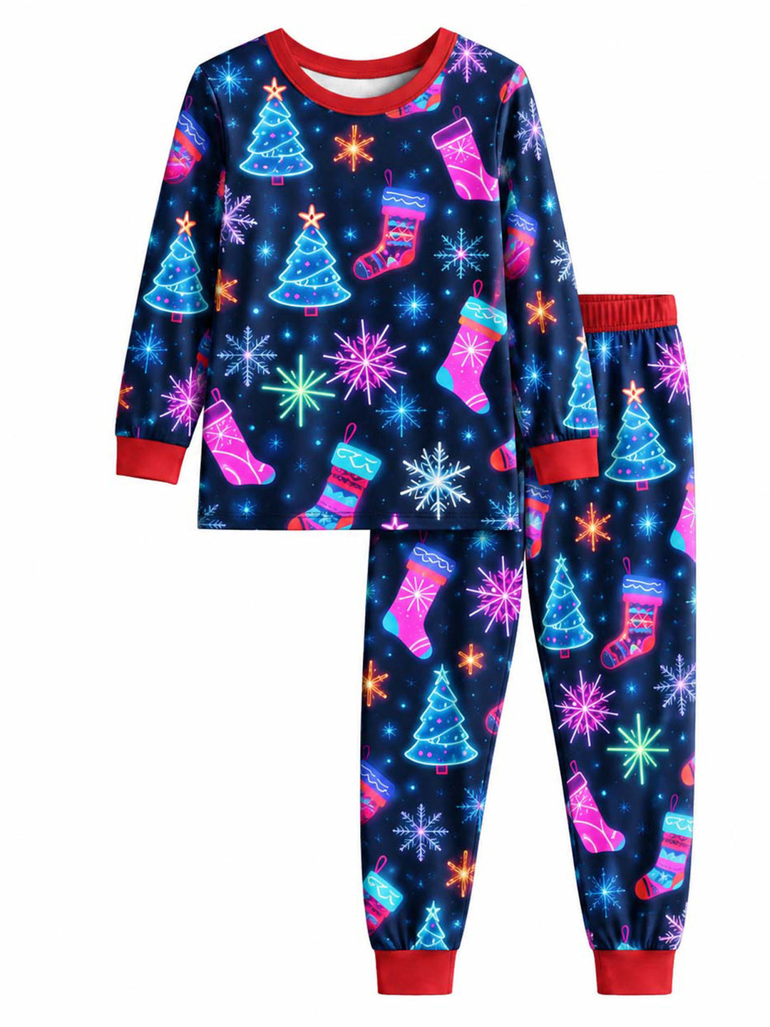 Neon Christmas Night Bamboo Men's Pajama Set