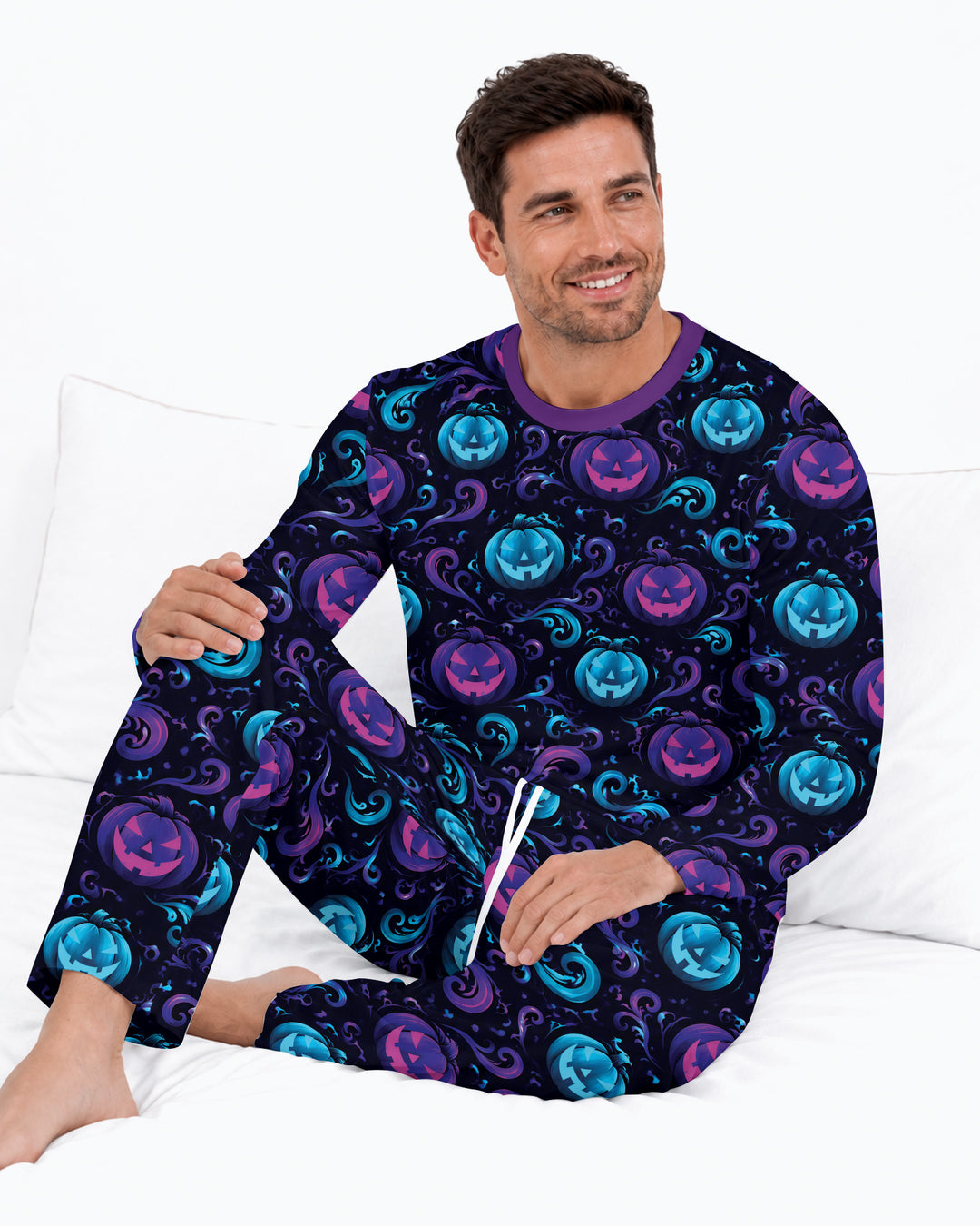 Neon Pumpkin Glow Bamboo Men's Pajama Set