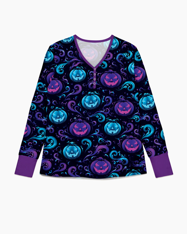Neon Pumpkin Glow Bamboo Women Pajama Set