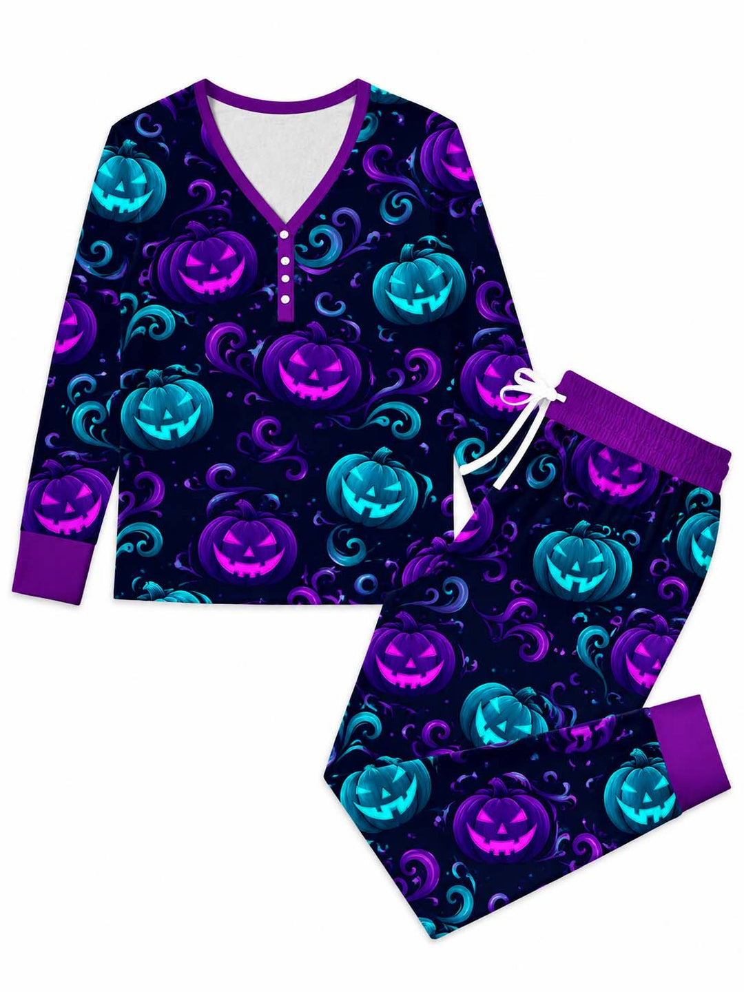 Neon Pumpkin Glow Bamboo Women Pajama Set