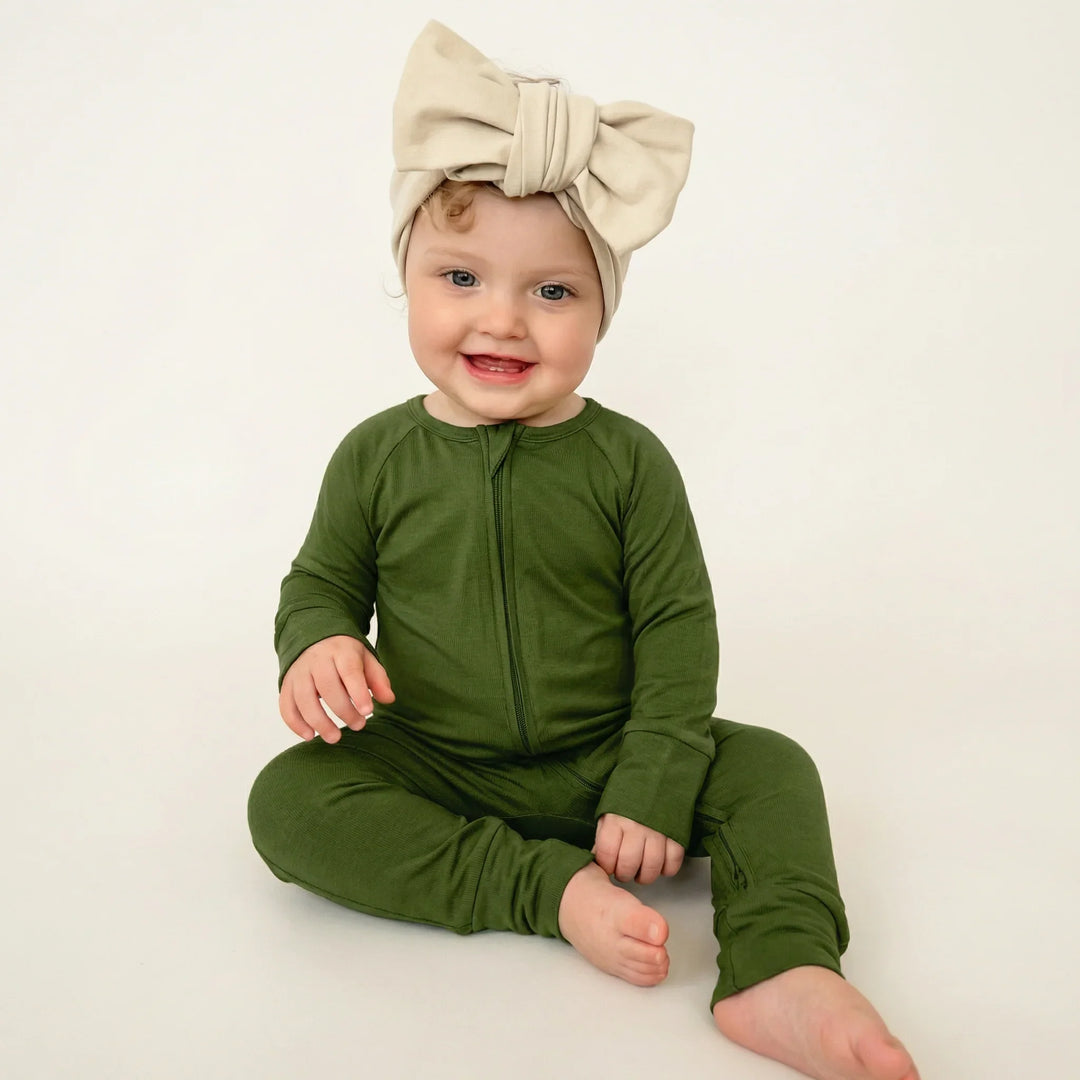 Dark Olive Green Bamboo Convertible Zippered Romper