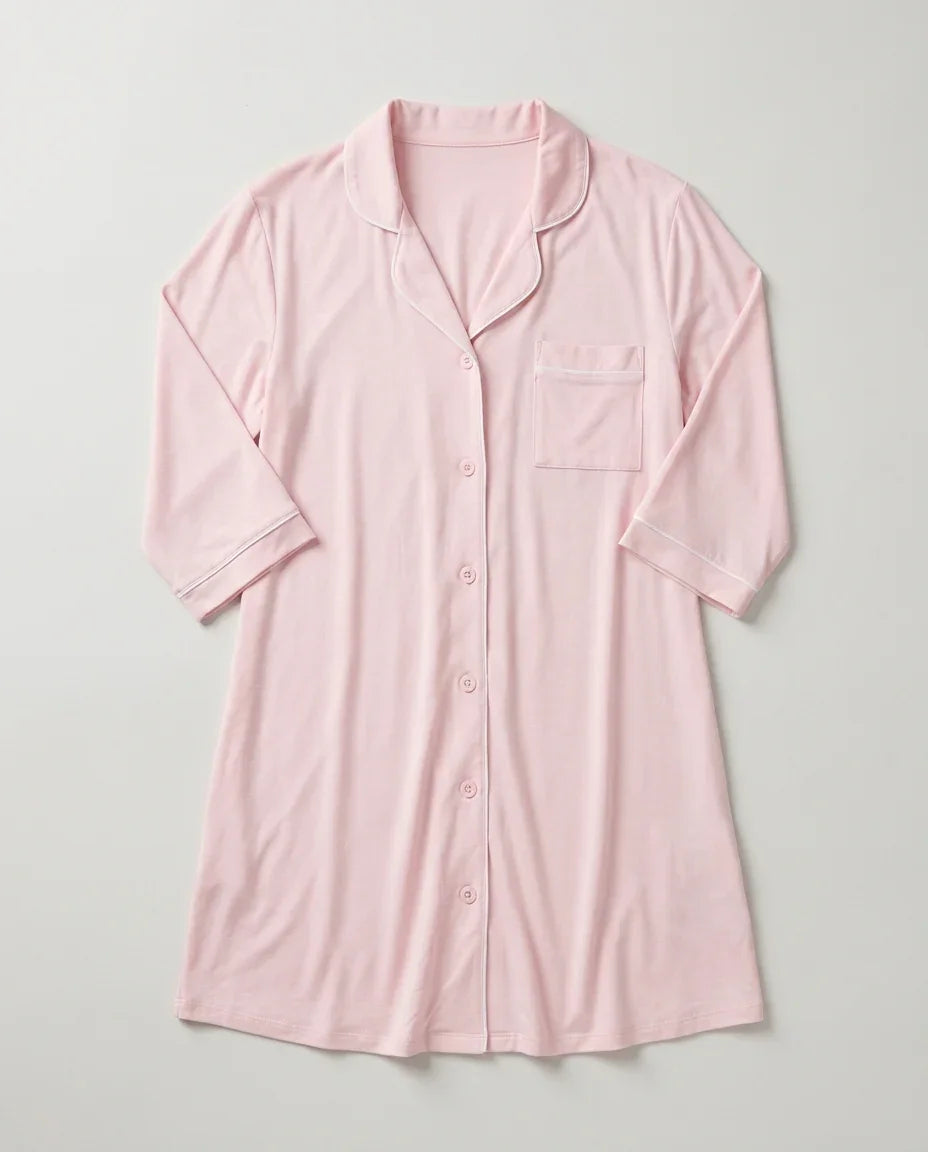 Solid Color Bamboo Maternity & Nursing Nightgown