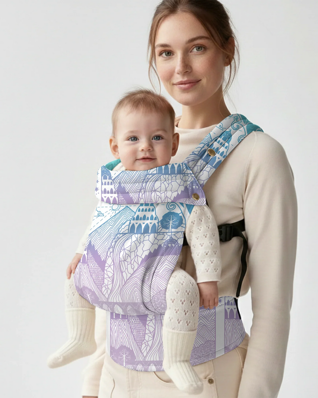 Dreamy Mountain Castle Landscape Baby Carrier
