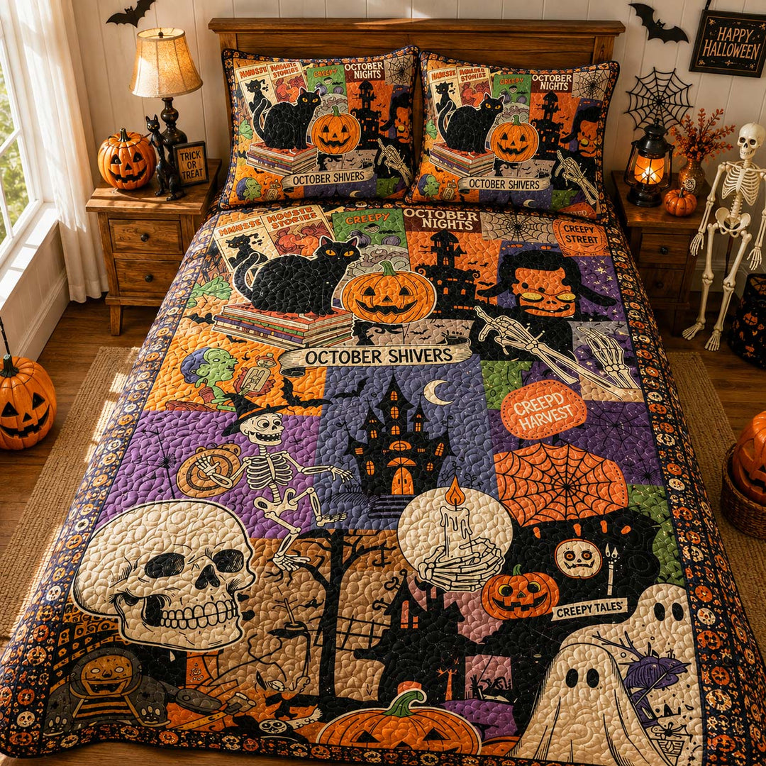 October Shivers Halloween Bamboo Quilt Bedding Set