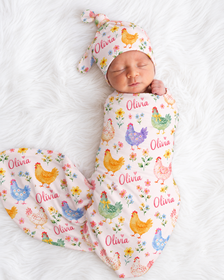 Vintage Chicken Bamboo Swaddle Blanket