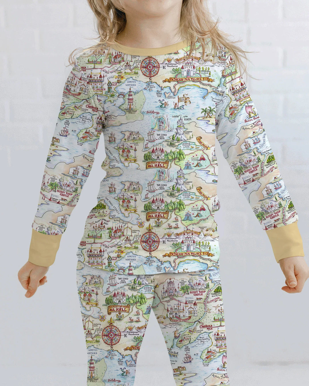 Once Upon A Map Mommy & Baby Matching Bamboo Two Piece Long Sleeve Pajama Set
