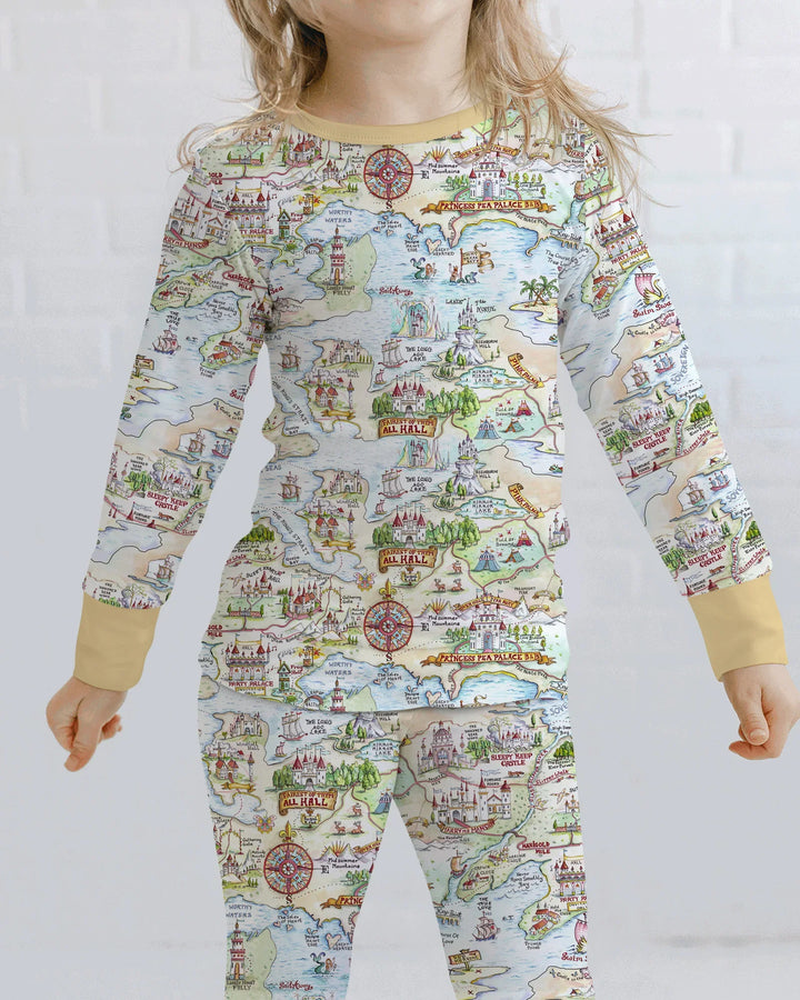 Once Upon A Map Mommy & Baby Matching Bamboo Two Piece Long Sleeve Pajama Set