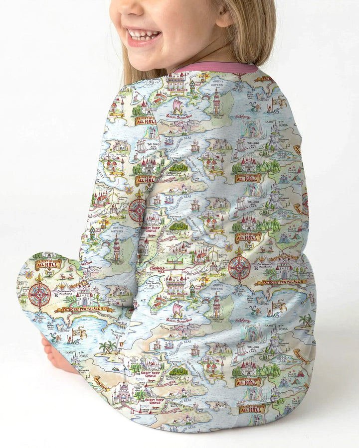 Once Upon A Map Mommy & Baby Matching Bamboo Two Piece Long Sleeve Pajama Set