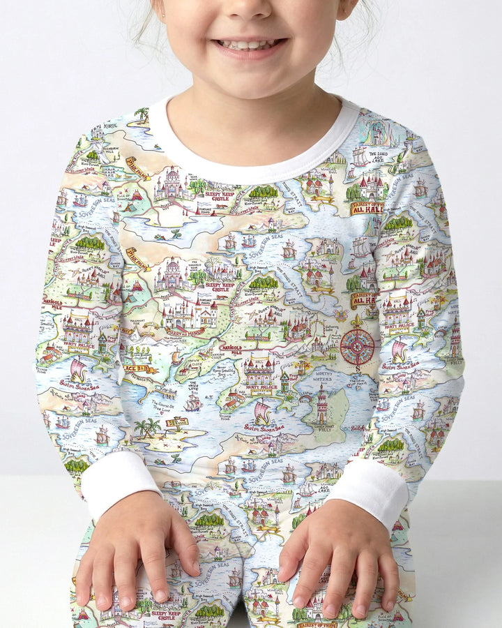 Once Upon A Map Mommy & Baby Matching Bamboo Two Piece Long Sleeve Pajama Set