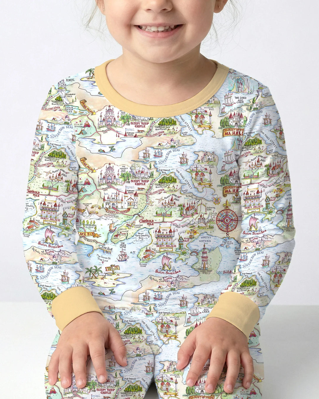 Once Upon A Map Mommy & Baby Matching Bamboo Two Piece Long Sleeve Pajama Set