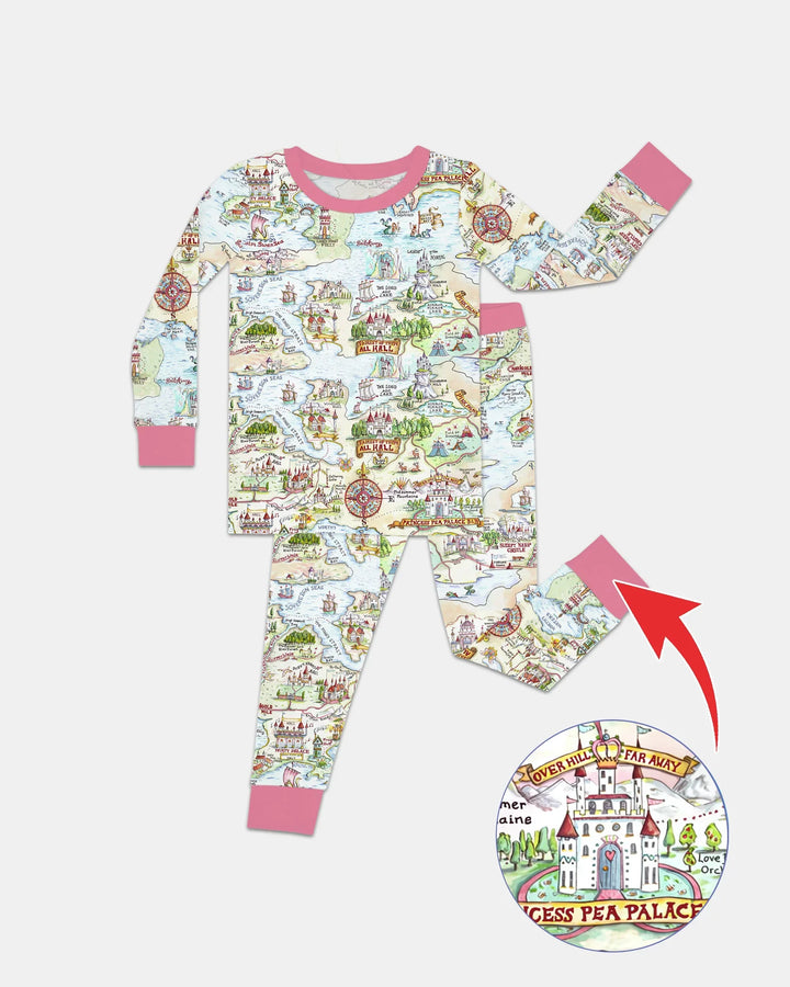Once Upon A Map Mommy & Baby Matching Bamboo Two Piece Long Sleeve Pajama Set