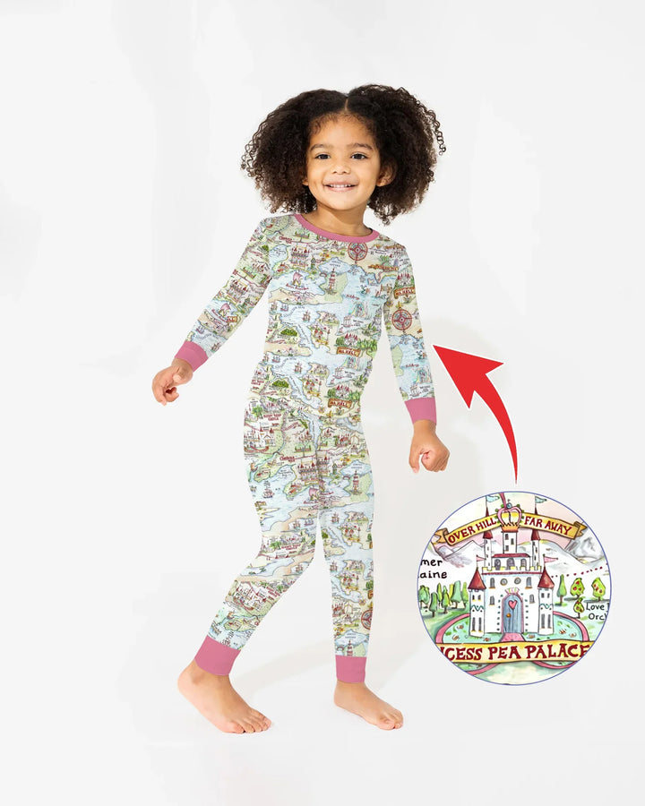 Once Upon A Map Mommy & Baby Matching Bamboo Two Piece Long Sleeve Pajama Set