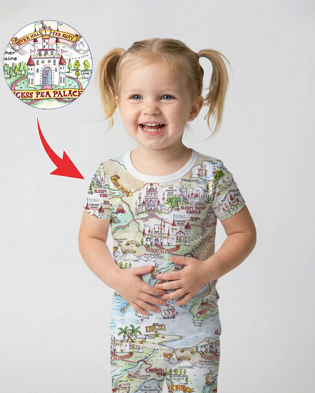 Once Upon A Map Mommy & Baby Matching Bamboo Two Piece Short Sleeve Pajama Set