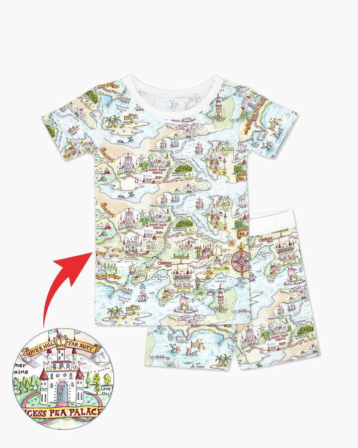 Once Upon A Map Mommy & Baby Matching Bamboo Two Piece Short Sleeve Shorts Pajama Set