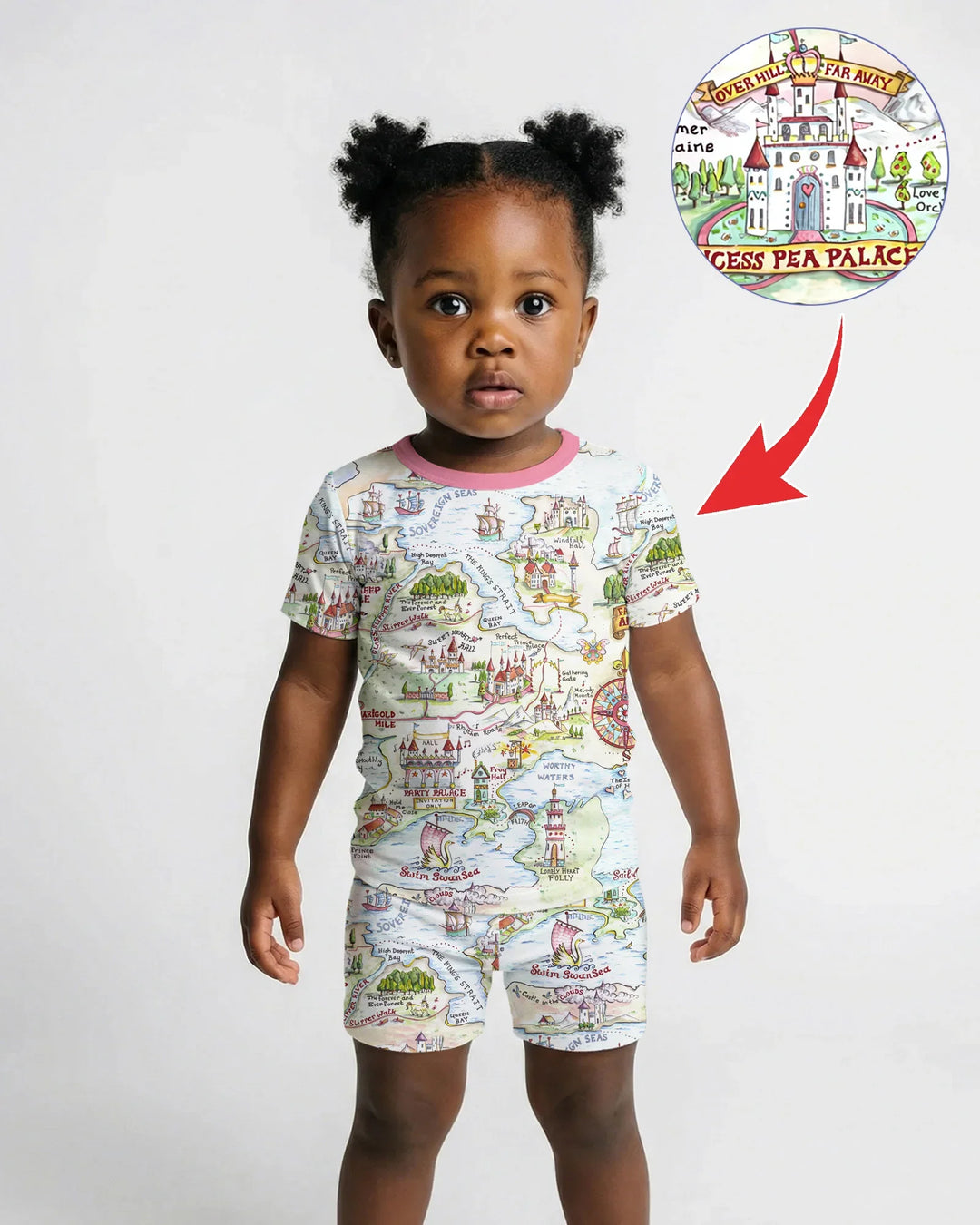 Once Upon A Map Mommy & Baby Matching Bamboo Two Piece Short Sleeve Shorts Pajama Set