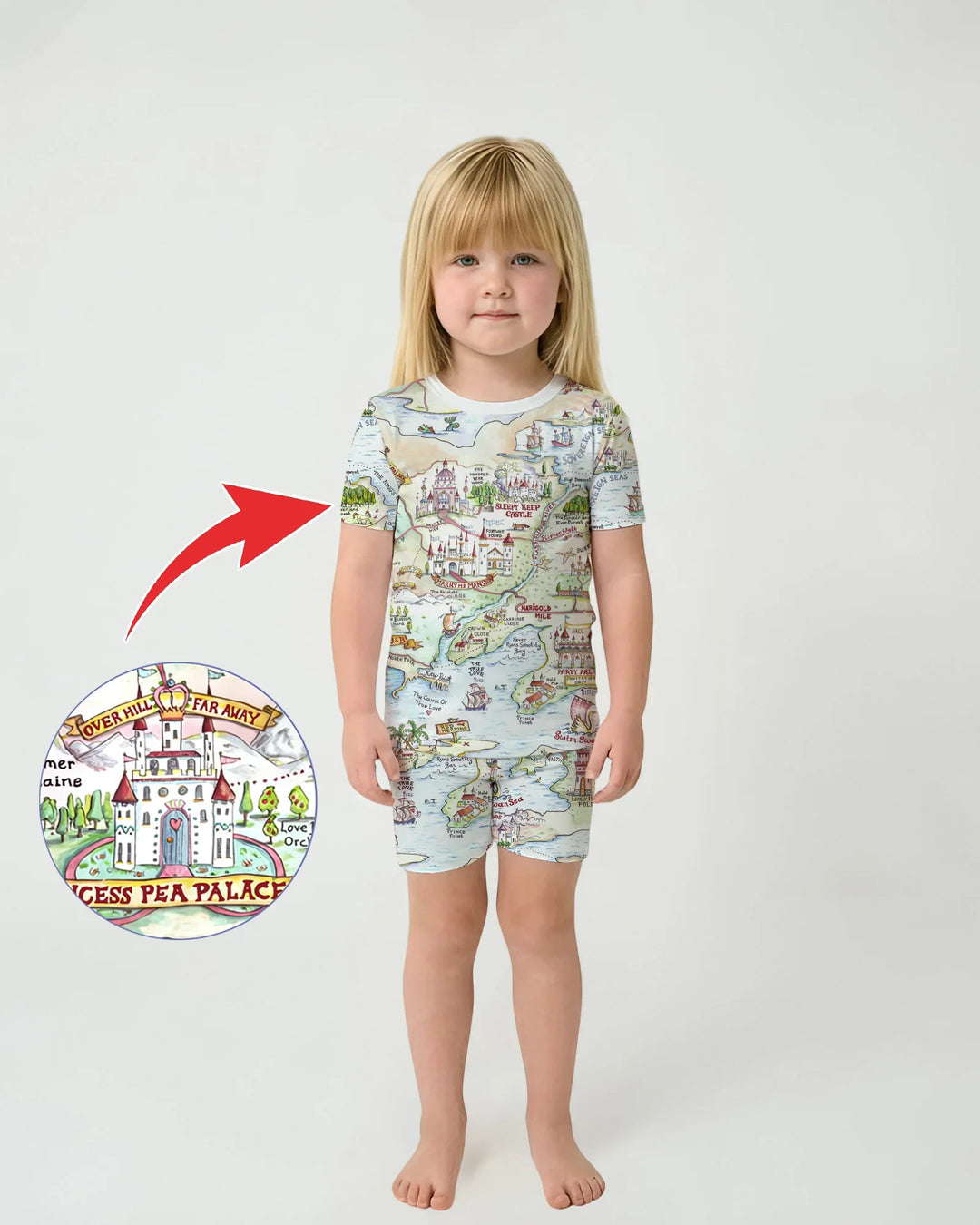 Once Upon A Map Mommy & Baby Matching Bamboo Two Piece Short Sleeve Shorts Pajama Set