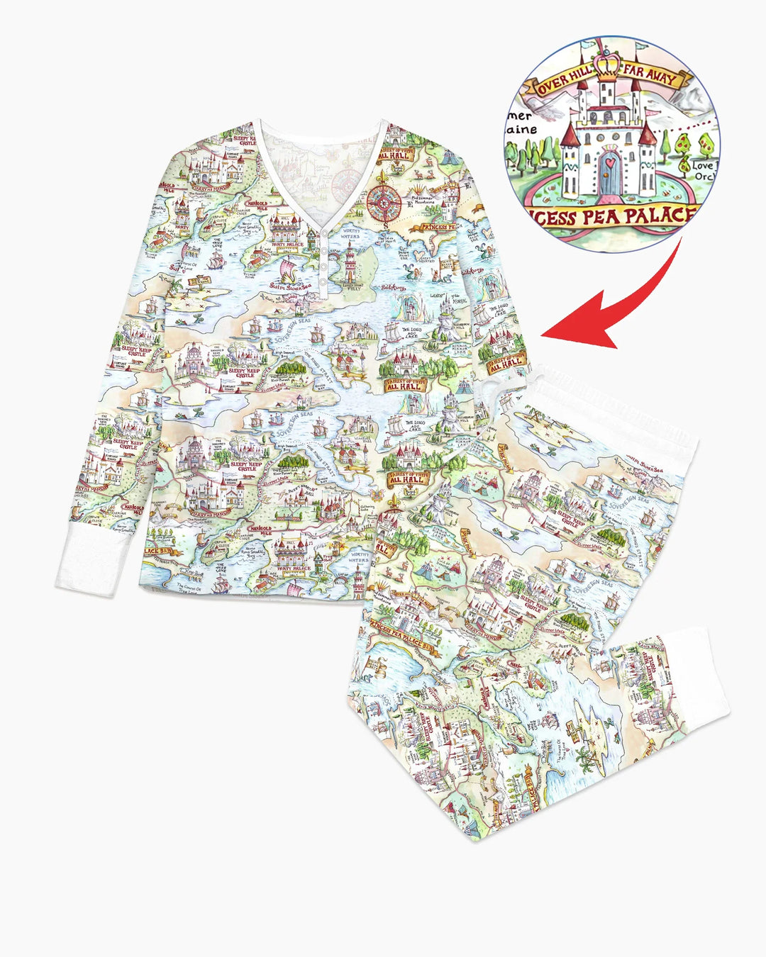Once Upon A Map Mommy & Baby Matching Bamboo Women Pajama Set