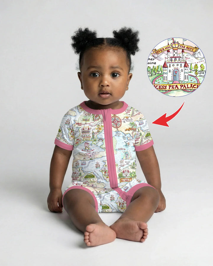 Once Upon A Map Mommy & Baby Matching Bamboo Shorty Zippy