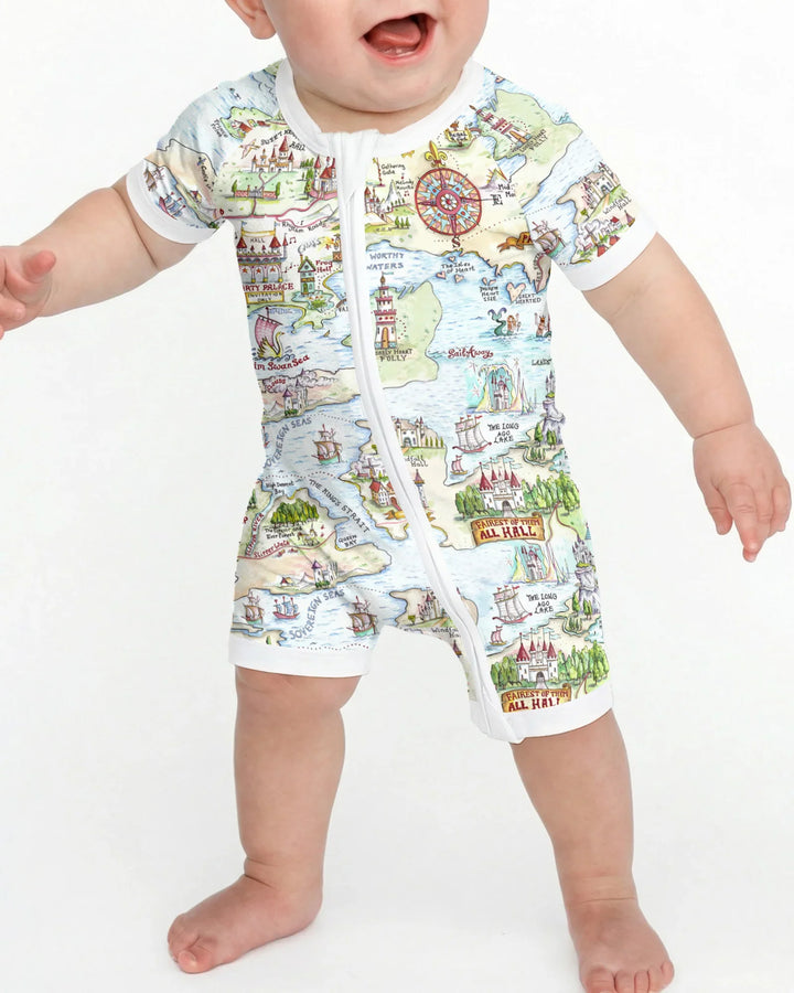 Once Upon A Map Mommy & Baby Matching Bamboo Shorty Zippy