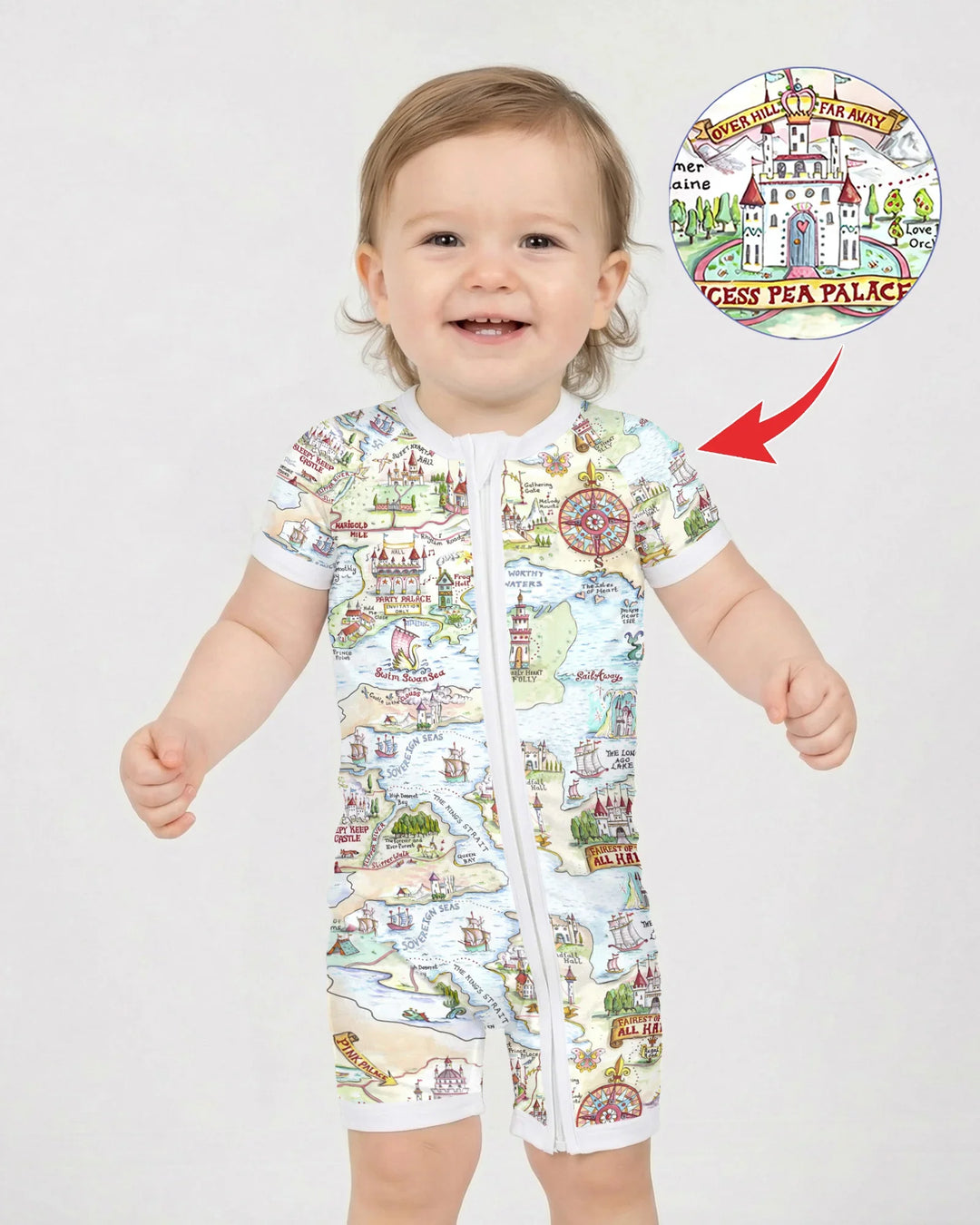 Once Upon A Map Mommy & Baby Matching Bamboo Shorty Zippy