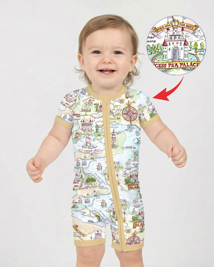 Once Upon A Map Mommy & Baby Matching Bamboo Shorty Zippy