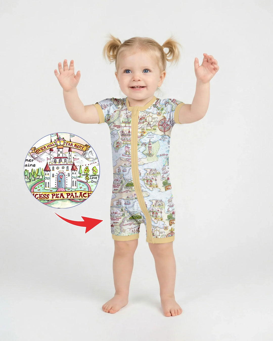 Once Upon A Map Mommy & Baby Matching Bamboo Shorty Zippy