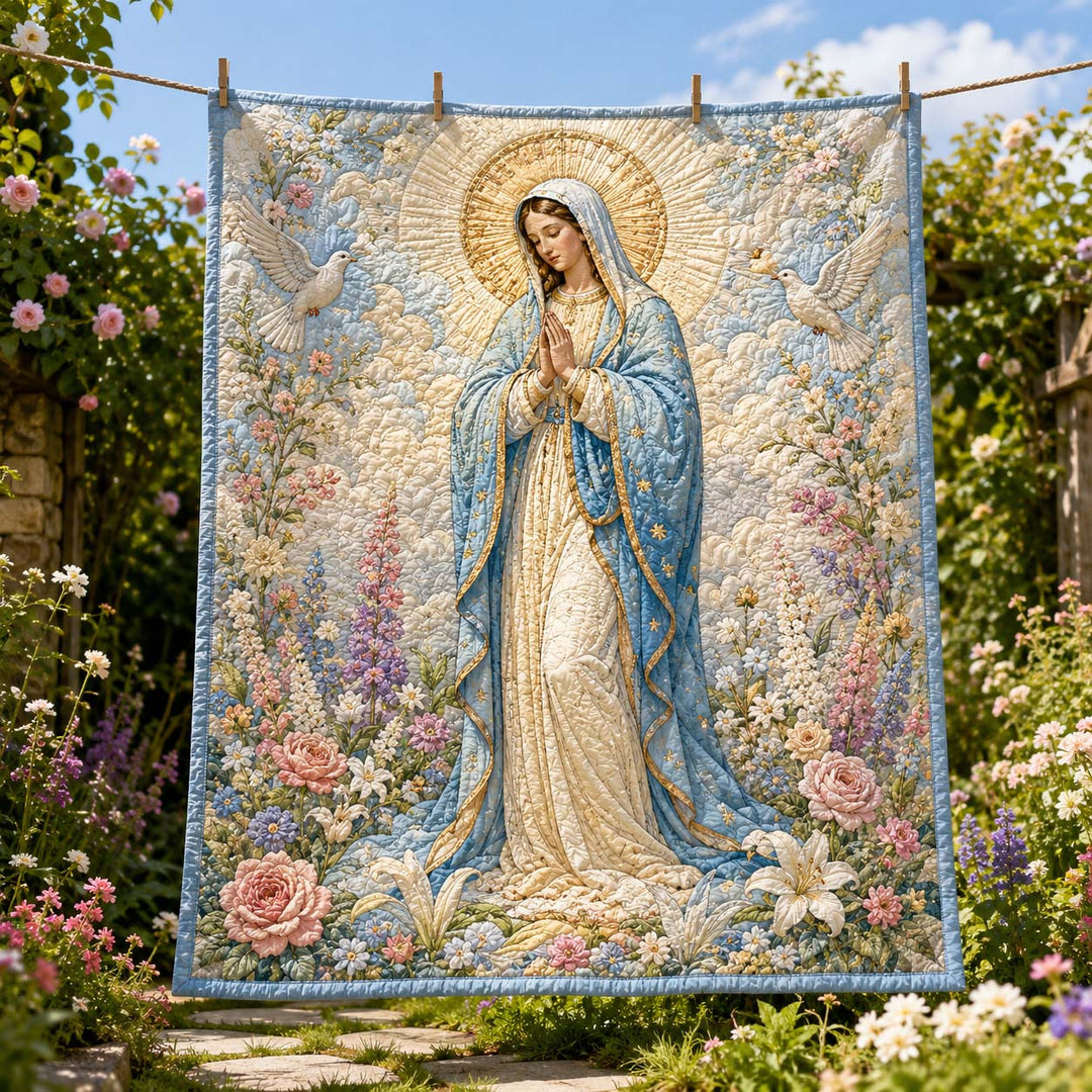 Our Lady of the Heavenly Garden Bamboo Quilt Blanket