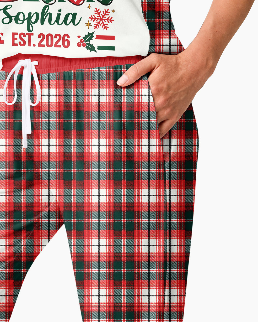 The Christmas Crew Custom Name Bamboo Women Pajama Set
