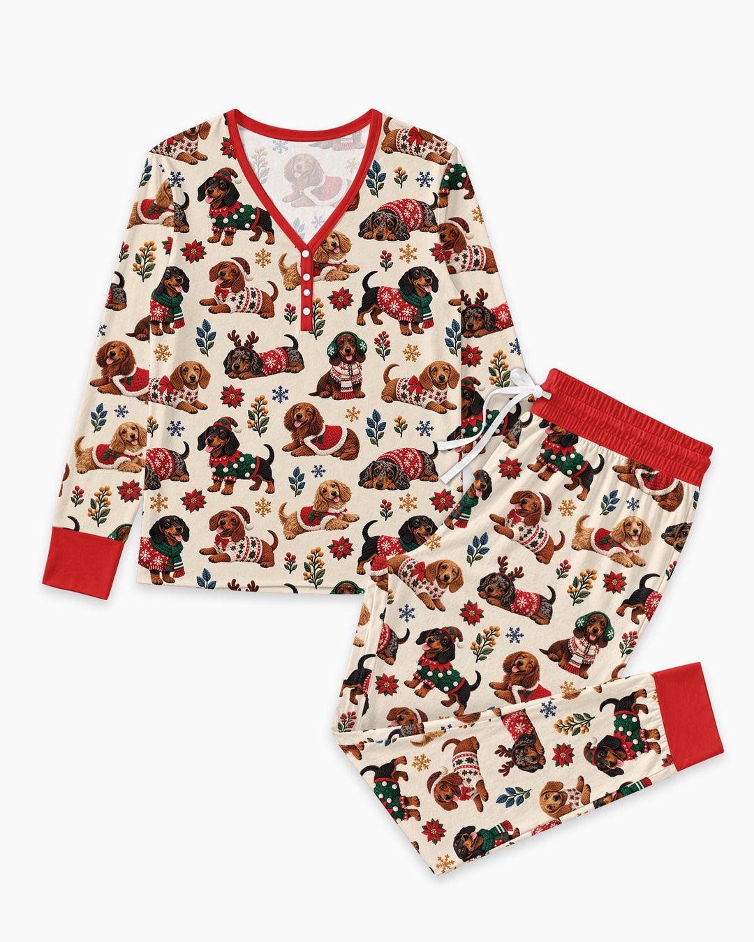 Dachshund Christmas Bamboo Women Pajama Set
