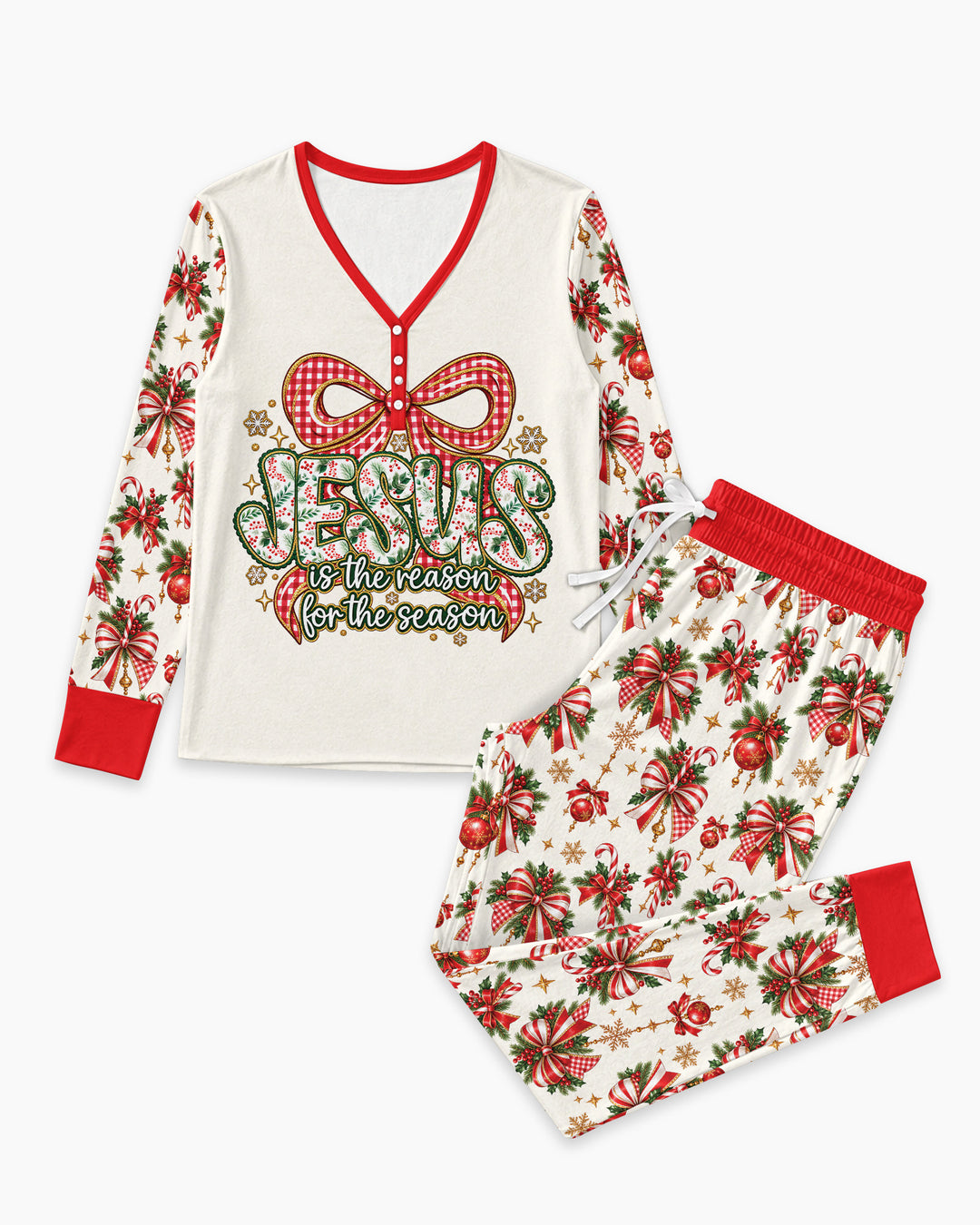 Coquette Floral Jesus Is The Reason Mommy And Me Matching Bamboo Women Pajama Set