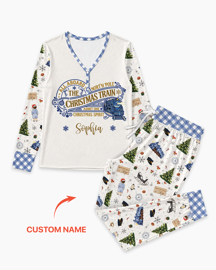 Custom Name North Pole Adventure Bamboo Women Pajama Set