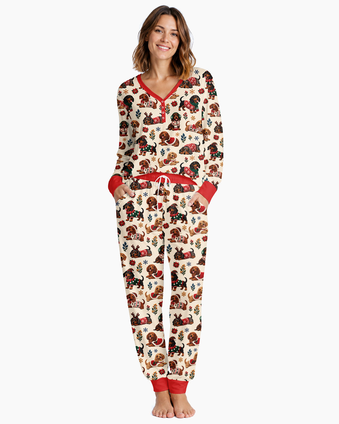 Dachshund Christmas Bamboo Women Pajama Set