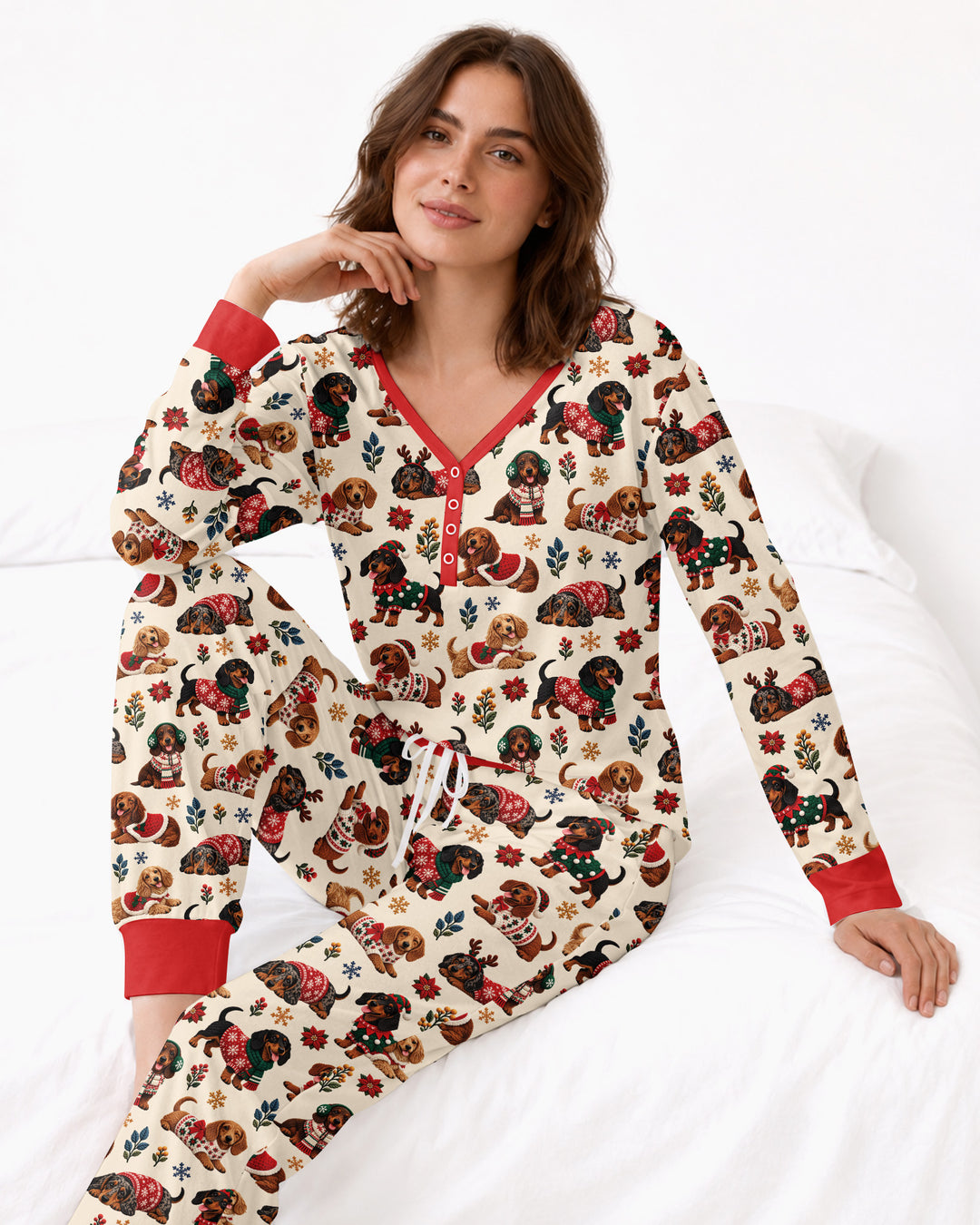 Dachshund Christmas Bamboo Women Pajama Set