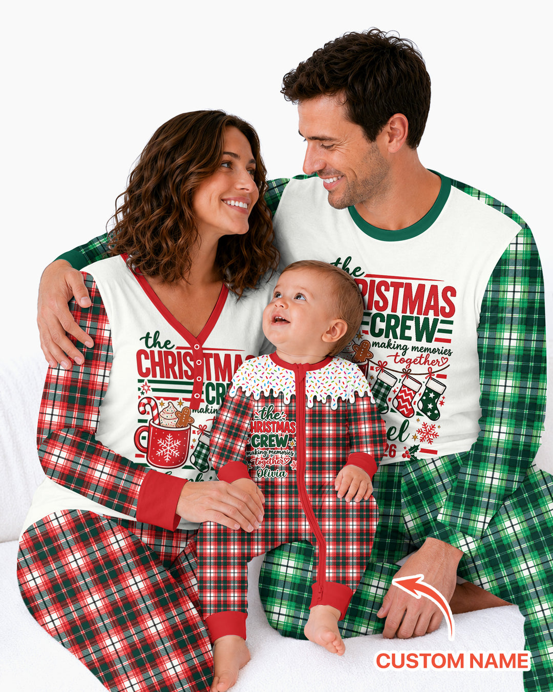 The Christmas Crew Custom Name Bamboo Women Pajama Set