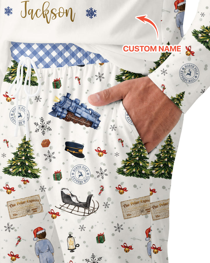 Custom Name North Pole Adventure Bamboo Men's Pajama Set