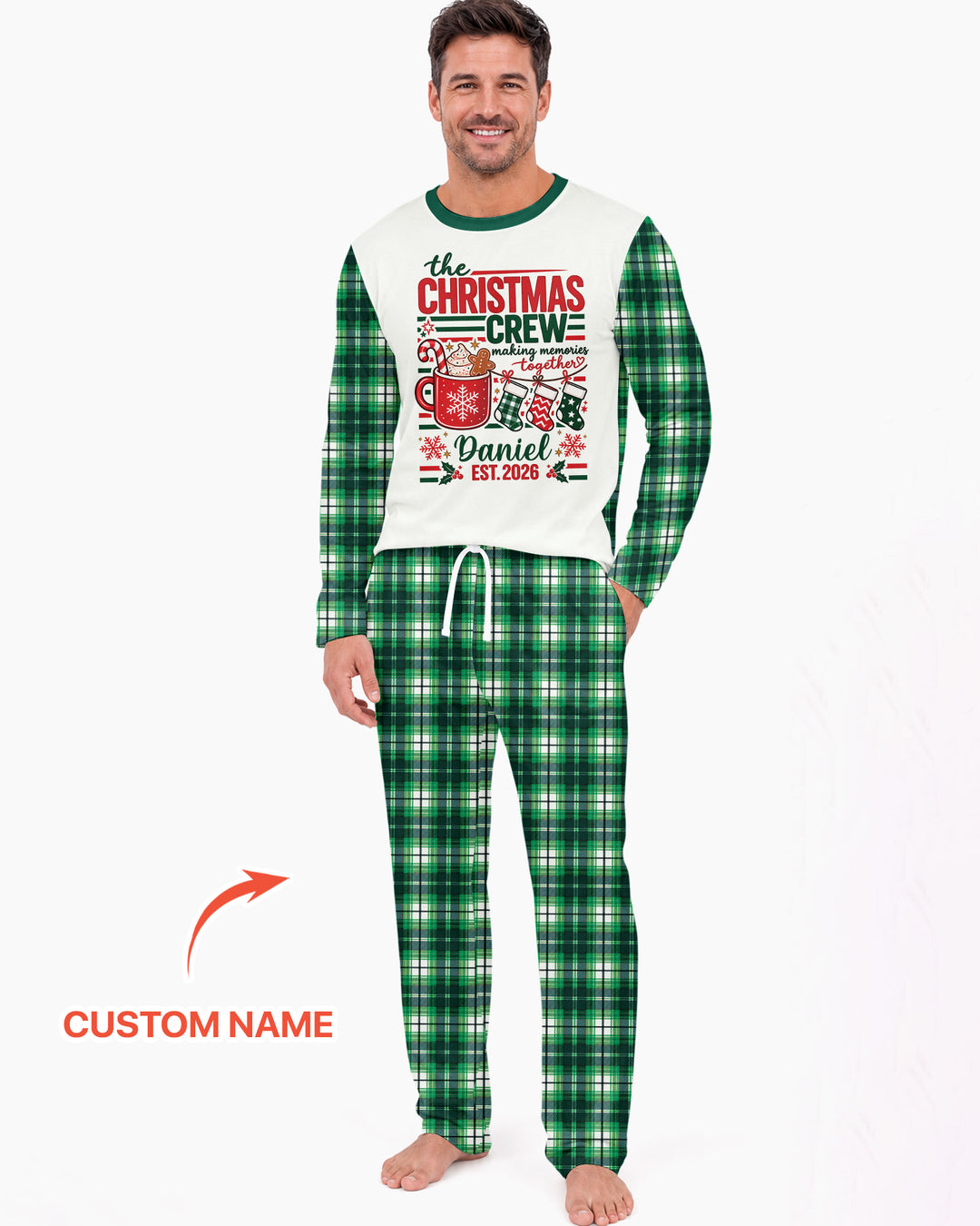 The Christmas Crew Custom Name Bamboo Men's Pajama Set