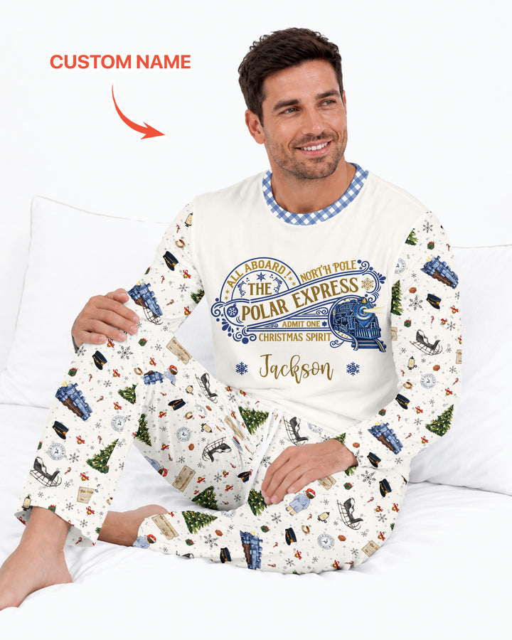 Custom Name North Pole Adventure Bamboo Men's Pajama Set