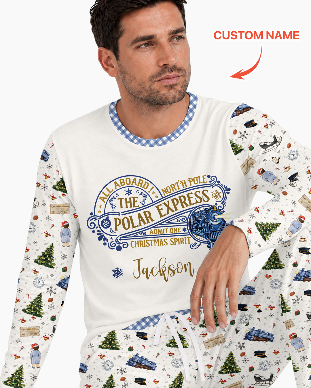 Custom Name North Pole Adventure Bamboo Men's Pajama Set