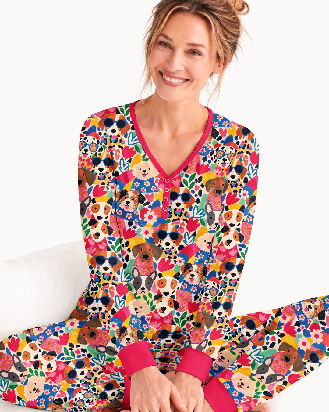 Dog Pattern Thick Bamboo Women Pajama Set