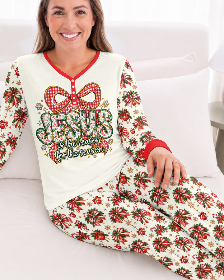 Coquette Floral Jesus Is The Reason Mommy And Me Matching Bamboo Women Pajama Set