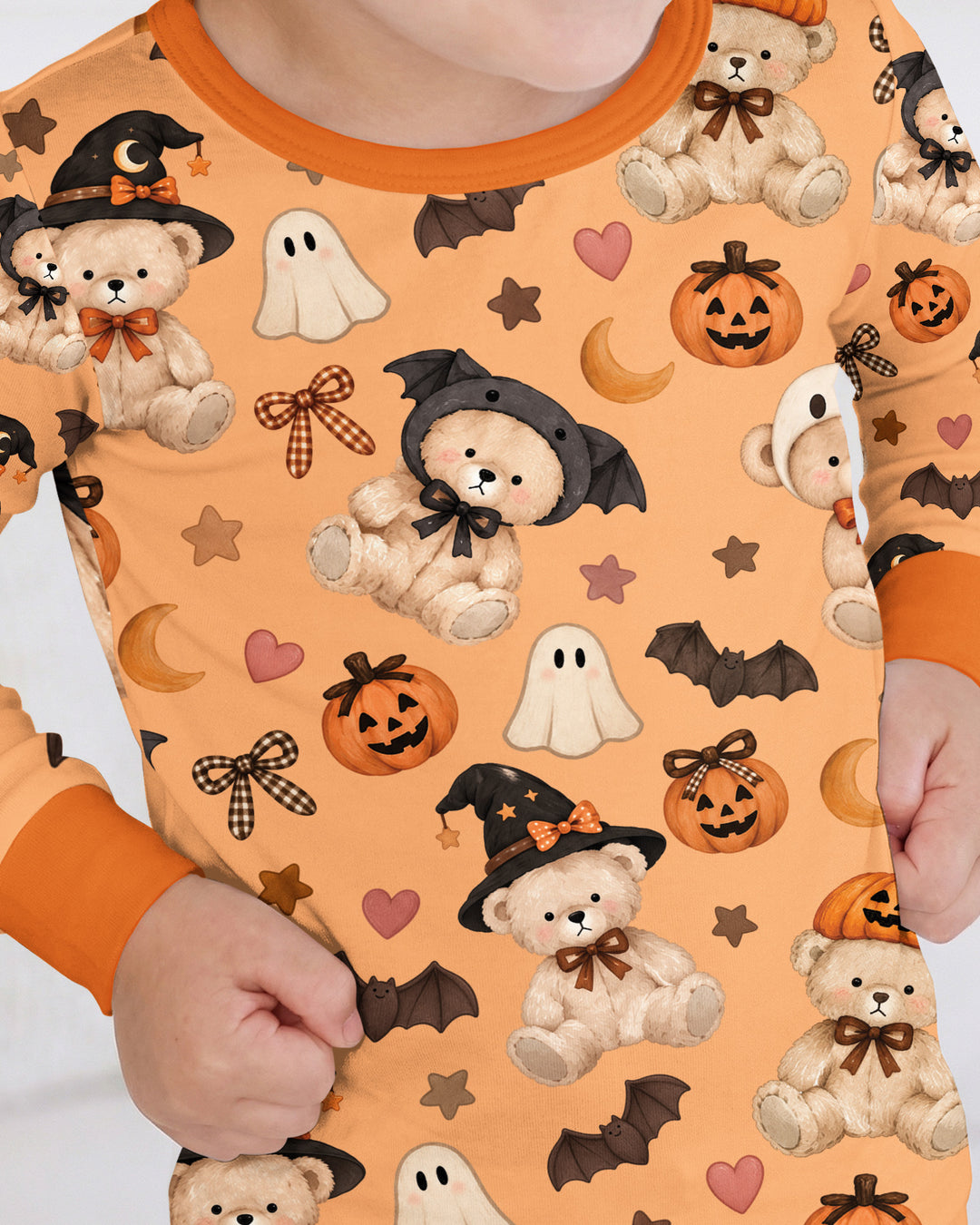 Cozy Coquette Teddy Bear Halloween Bamboo Two Piece Long Sleeve Pajama Set