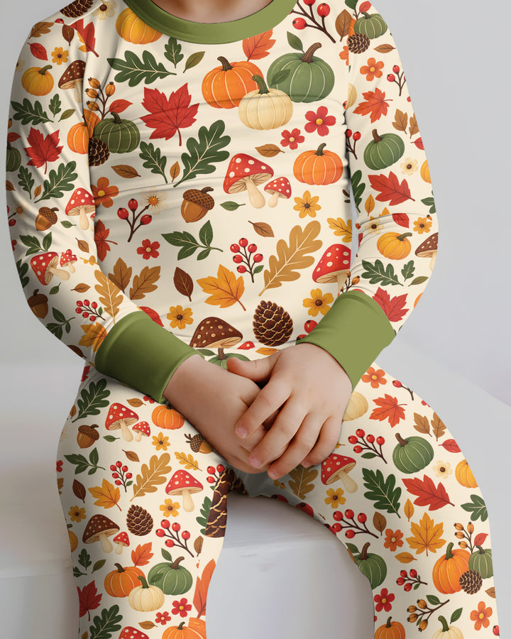 Cozy Forest Fall Bamboo Two Piece Long Sleeve Pajama Set