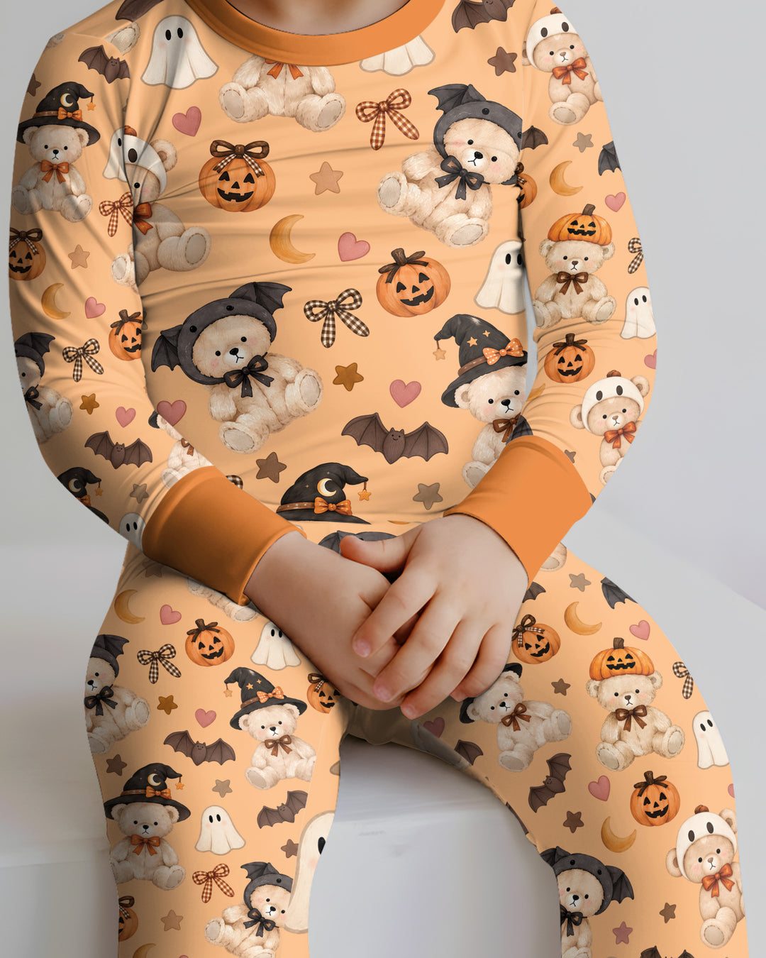 Cozy Coquette Teddy Bear Halloween Bamboo Two Piece Long Sleeve Pajama Set