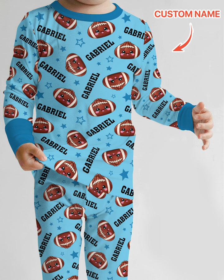 Personalized Sports Dumpling Custom Name Bamboo Two Piece Long Sleeve Pajama Set